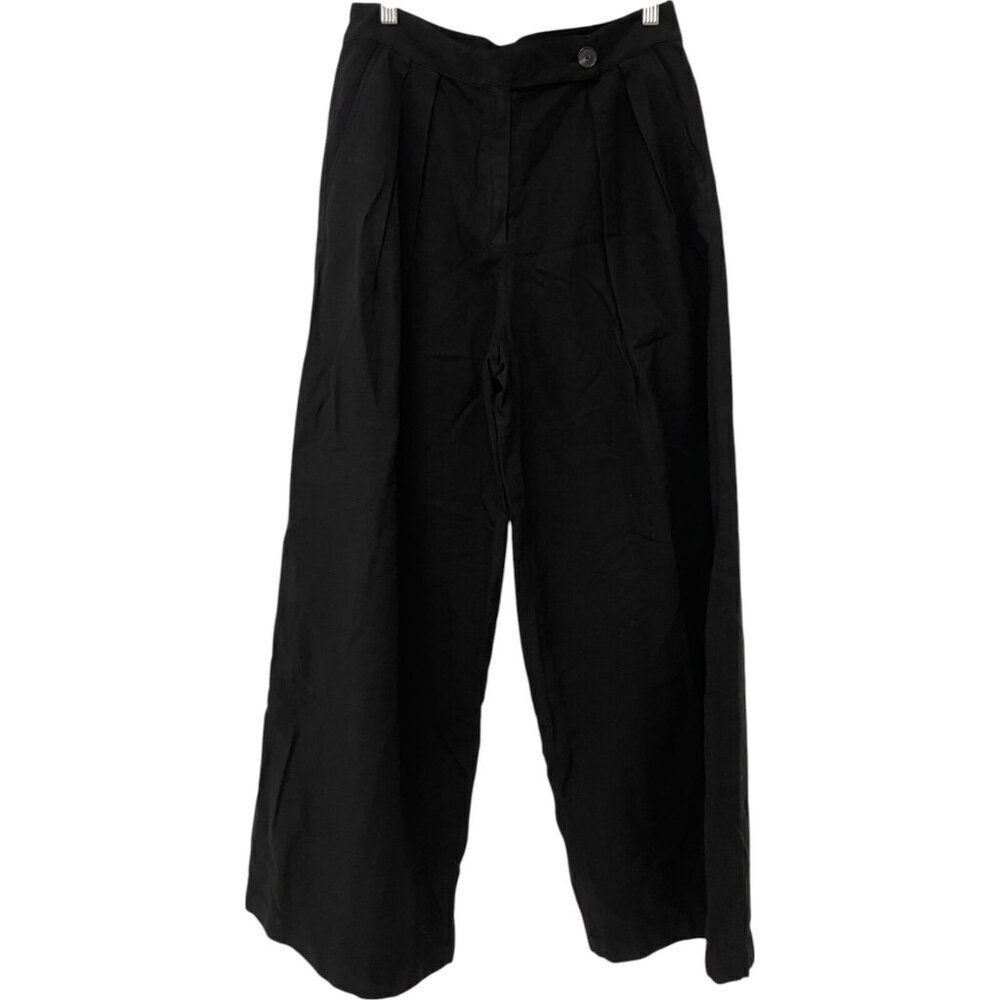 Massimo Dutti Womens Dress Pants EU 38 US 6 Black Wide Leg Pleated 5054/954 NWT